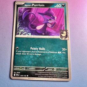 marnie’s purrloin - 130/182 (common) — pokemon: destined rivals